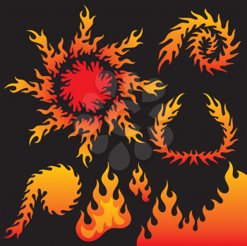 Royalty Free Clipart Image of a Collection of Flames