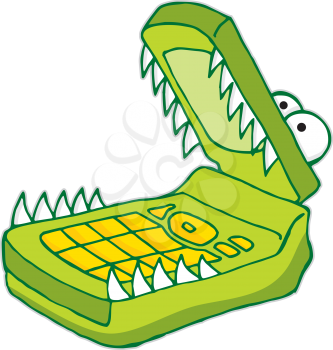 Royalty Free Clipart Image of an Alligator Cellphone