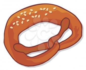 Royalty Free Clipart Image of a Pretzel With Sesame Seeds