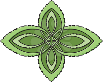 Royalty Free Clipart Image of Leaves With a Celtic Design