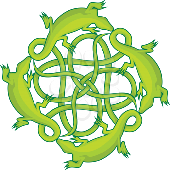 Royalty Free Clipart Image of Lizards Forming a Celtic Knot