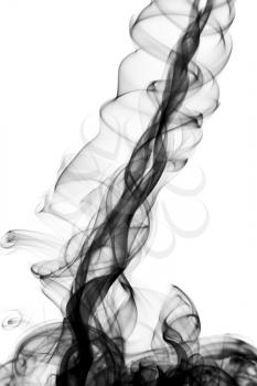 Abstract black fume shape over the white background