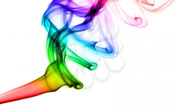 Abstract puff of colorful fume over the white background