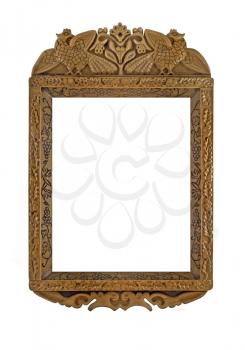 Carved Wooden Frame for picture or portrait over white