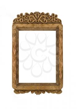 Carved wooden Frame for picture useful as icon case over white