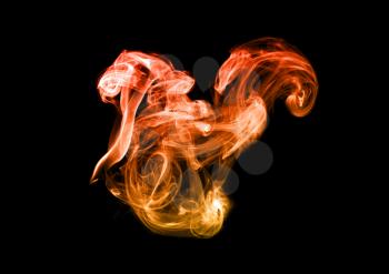 Colored Flame Magic fume abstract shape over black background