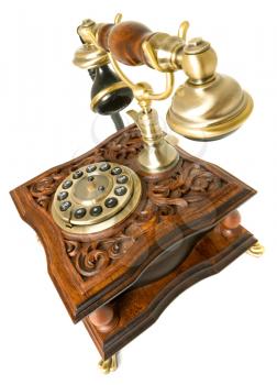 Communication - Old-fashioned telephone isolated (wide-angle shot)