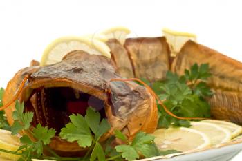 Dinner - fresh-water catfish (sheatfish) with lemon and parsley