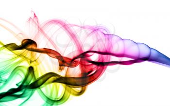 Filled with color Abstract smoke pattern over the white background