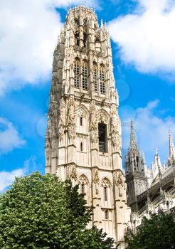 Tower of Notre Dame cathedral in Rouen, France