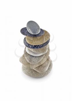 Stability - Tall Balanced stone stack or tower isolated over white