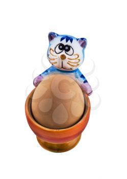 Amusing eggcup with blue cat