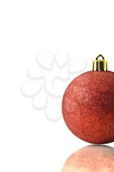 Christmas greetings - single red ball over white
