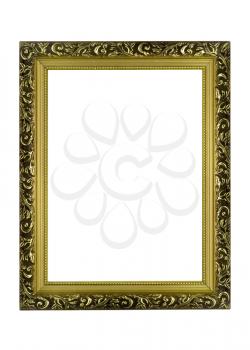 Empty golden Frame for picture or portrait isolated