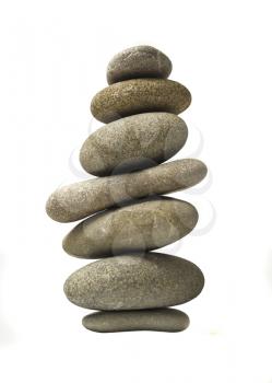 Isolated Balanced stone stack or tower over white