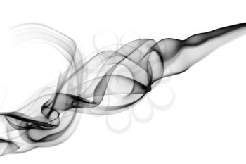 Abstract black puff of smoke over white background