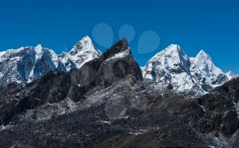 Mountain range viewed from Renjo pass in Himalayas. Captured in Sagarmatha National park