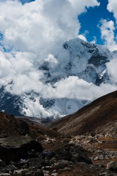 Trekking in Himalaya: rocks and mountains (pictured in Nepal)