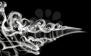 White Abstraction: magic smoke pattern over black background