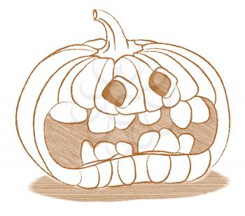 Creepy Halloween pumpkin with funny face. High resolution