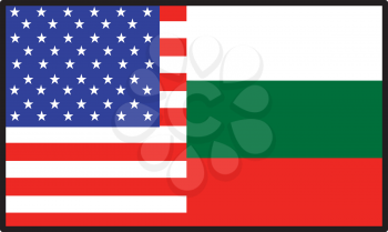 Royalty Free Clipart Image of a Half American, Half Bulgarian Flag