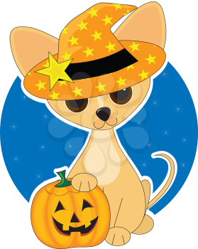 Royalty Free Clipart Image of a Chihuahua Dressed For Halloween