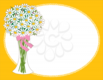 Royalty Free Clipart Image of a Vase of Daisies With a Frame
