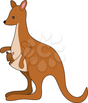Royalty Free Clipart Image of a Kangaroo With a Baby Joey in Her Pouch