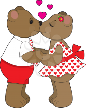 Royalty Free Clipart Image of Kissing Bears