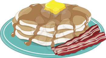 Royalty Free Clipart Image of Pancakes and Bacon