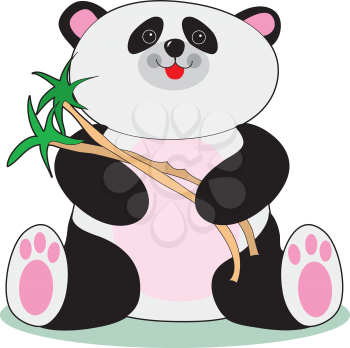 Royalty Free Clipart Image of a Panda With Bamboo