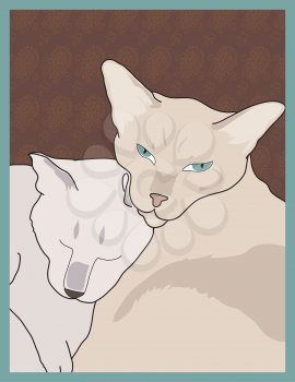 Royalty Free Clipart Image of a Pair of Siamese Cats