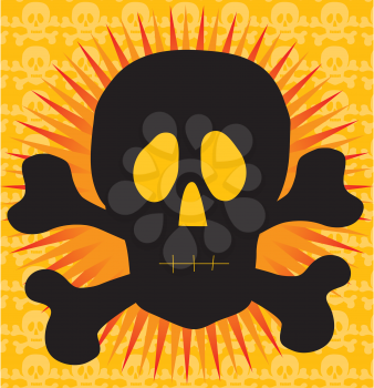 Royalty Free Clipart Image of a Silhouette of a Skull and Crossbones