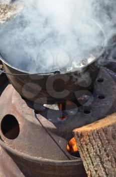 Royalty Free Photo of Boiling Sap for Maple Syrup
