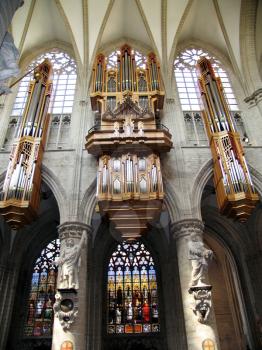 A view of church organ in Brussels, Belgium.