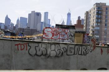 Graffiti on New York City rooftops.