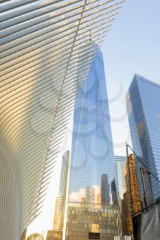 New York, USA-August 18, 2016: Oculus transportation hub replaces the PATH train station that was destroyed during the 9/11 terrorist attacks.