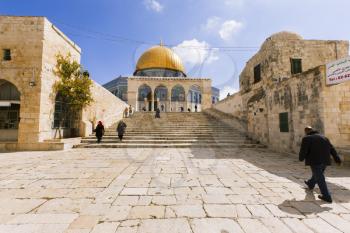 Jerusalem, Israel- March 14,2017:View of the Dome Of The Rock at Temple Mount in Old Jerusalem, the third holiest place in Islam.