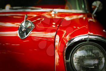 Close-up view of the old restored classic car.
