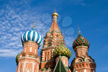 fragment of st.Basil cathedral on bly sky background