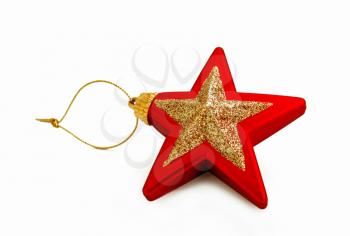 red and golden star isolated on white
