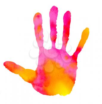 watercolor abstract handprint on white background