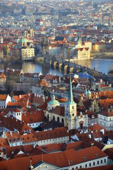 Panorama of Charles bridge, View From Castle, Prague, Czech Republic