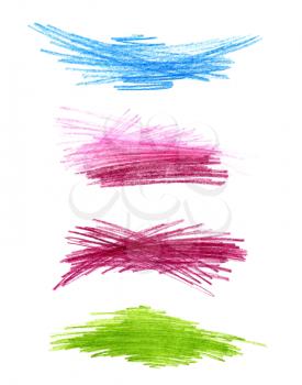 Series of abstract color hand drawn design elements