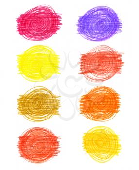 Set of abstract color drawn elements on white background for design 