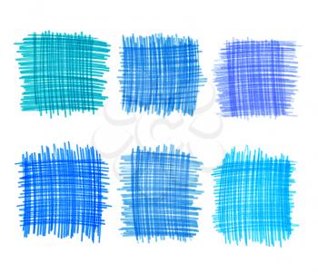 Abstract color drawn elements for design on white background