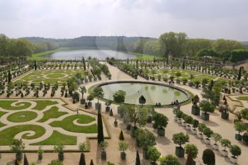 The famous gardens of the Royal Palace of Versailles near Paris, France
