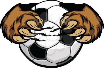 Royalty Free Clipart Image of a Bear Claws Around a Soccer Ball
