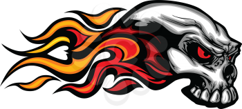 Royalty Free Clipart Image of a Flaming Skull