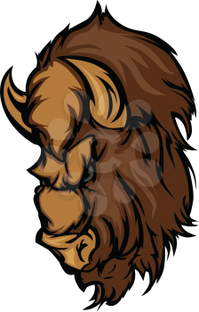 Graphic Mascot Image of a Cartoon Buffalo Bison Head